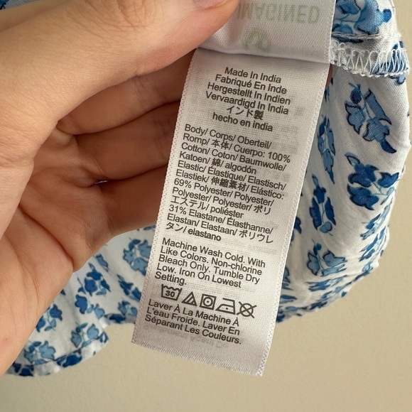 J. Crew Smocked Tie-Shoulder Tank Top, Blue and White, Size XS - Picture 10 of 16